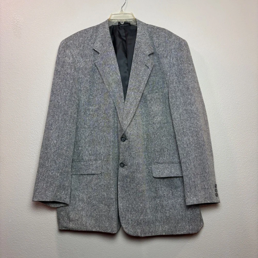 Bert Pulitzer Blazer Mens 50L Grey 80s Silk Herringbone Collectors Edition Sport